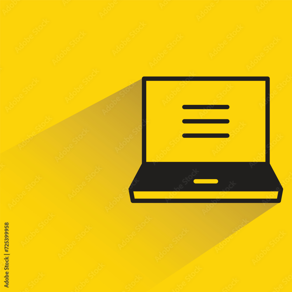laptop and menu icon with shadow on yellow background laptop and menu icon with shadow on yellow background