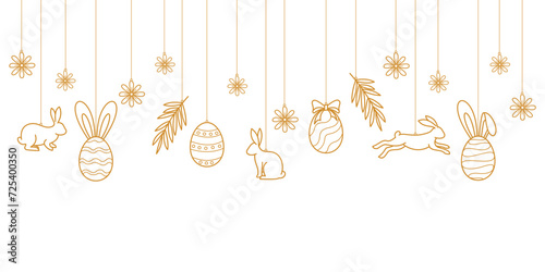 Easter Eggs with Rabbit on a Gold background Vector eps10