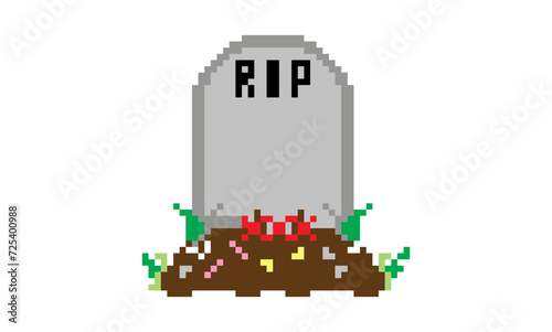 Pixel art of tomb stone vector