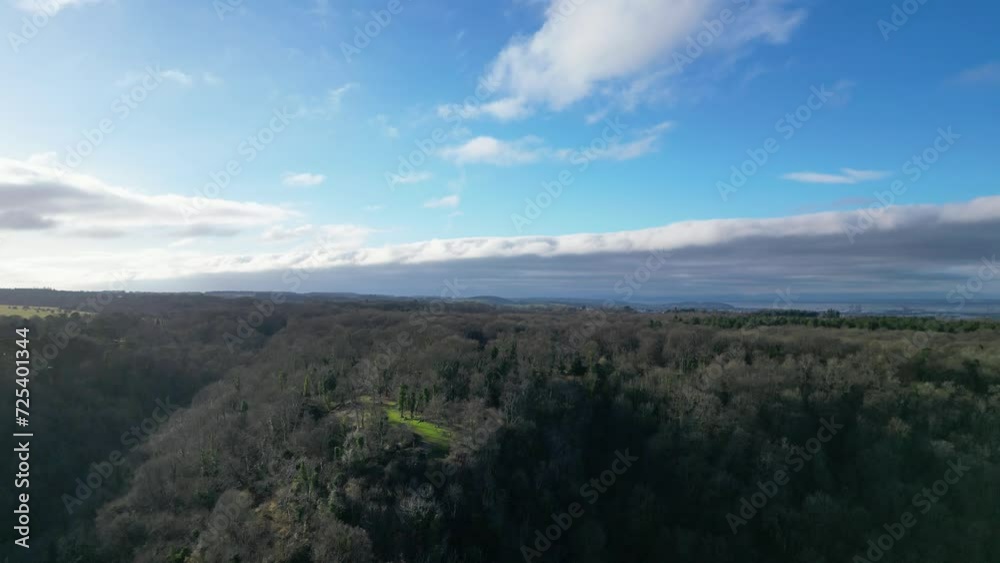 Leigh Woods in Bristol, North Somerset on a sunny winter's day, filmed with 4K drone