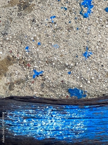 Concrete with Blue Splattered Paint 