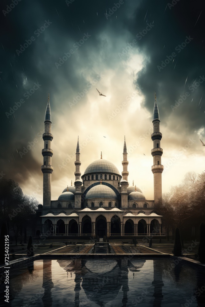 Beautiful mosque and creepy weather Ramadan Kareem