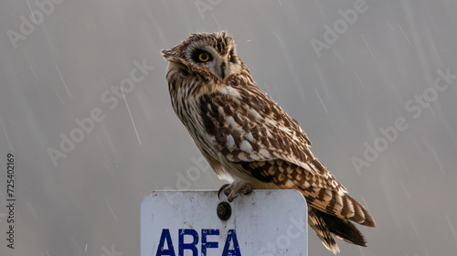 Short Eared Owl in the rain
