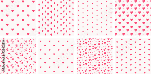 Valentine's Day background set, pink heart seamless pattern
