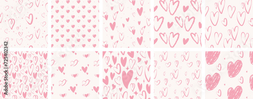 Valentine's Day background, heart seamless pattern set