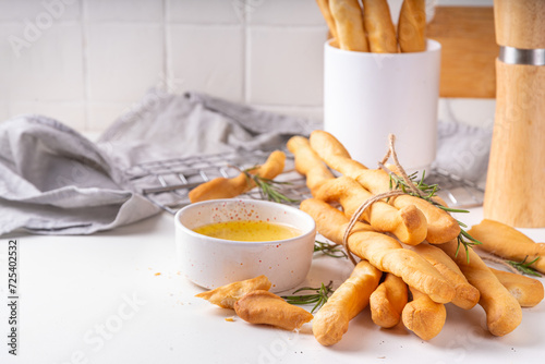 Homemade grissini breadsticks photo