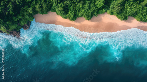 Aerial view of the sandy beach of Indian Ocean Summer holiday in Zanzibar, Africa © STORYTELLER AI