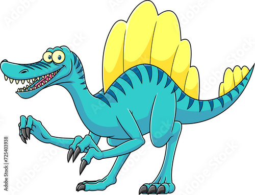Spinosaurus Dinosaur Cartoon Character. Illustration Isolated On Transparent Background © HitToon.com
