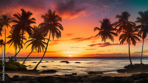 Travel backdrop featuring coconut palm trees © Rimsha