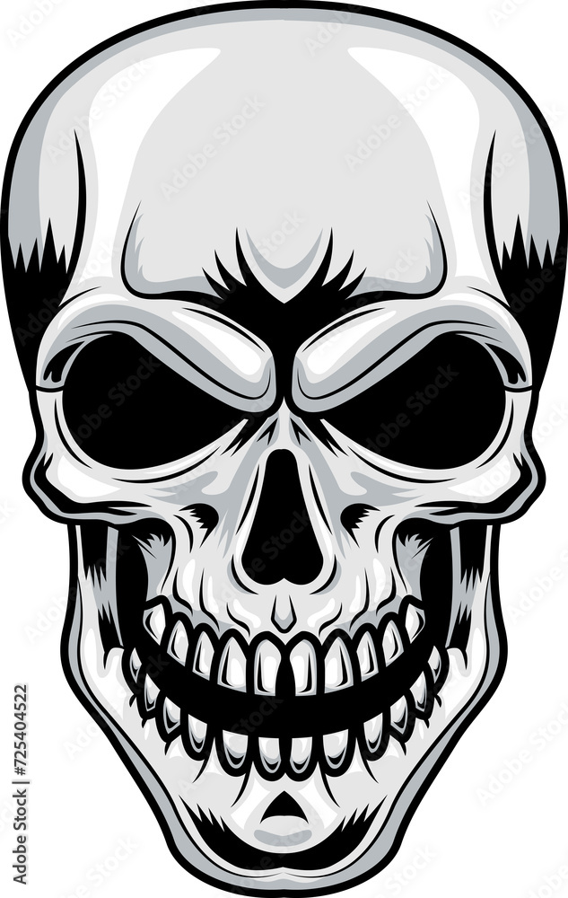 Human Skull Graphic Logo Design. Illustration Isolated On Transparent Background