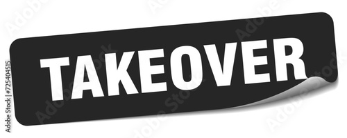 takeover sticker. takeover label