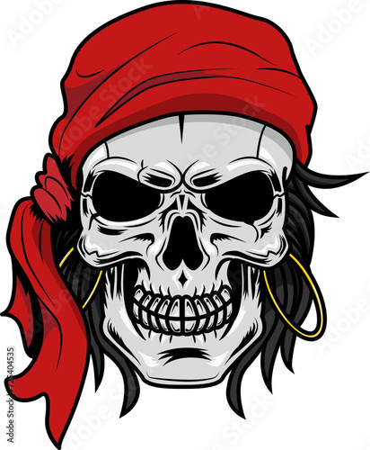 Pirate Skull Graphic Logo Design. Illustration Isolated On Transparent Background