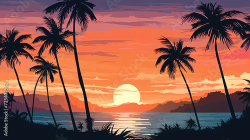 Travel backdrop featuring coconut palm trees © Rimsha