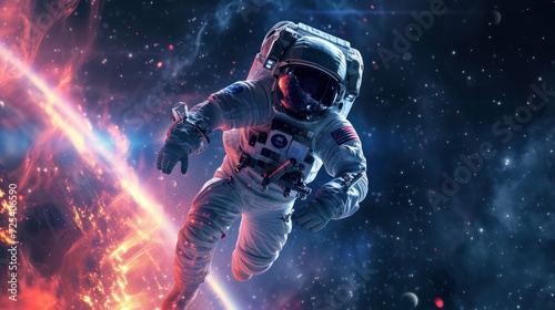 man in space with spacesuit, realistic image
