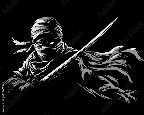 ninja on black background