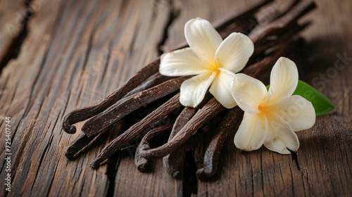 Vanilla sticks and flower