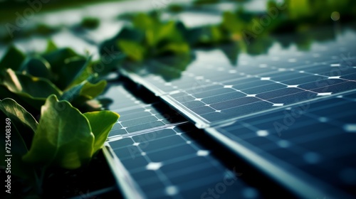 Solar Panel Close-Up: Green Energy, Eco-Friendly Technology Concept
