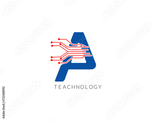 Modern Alphabet Latter A Technology Logo and Icon Victor Illustration Design.