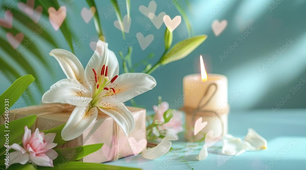 Valentine's day background with hearts.Bokeh heart on a blue background. Seamless looping 4k time-lapse virtual video animation background. Generated AI Valentine's day background with hearts.Bokeh heart on a blue background. Seamless looping 4k time-lapse virtual video animation background. Generated AI