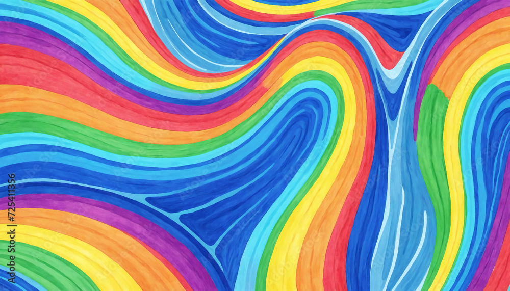 Vibrant Rainbow Spectrum Seamless Abstract Background with Colorful Lines and Waves