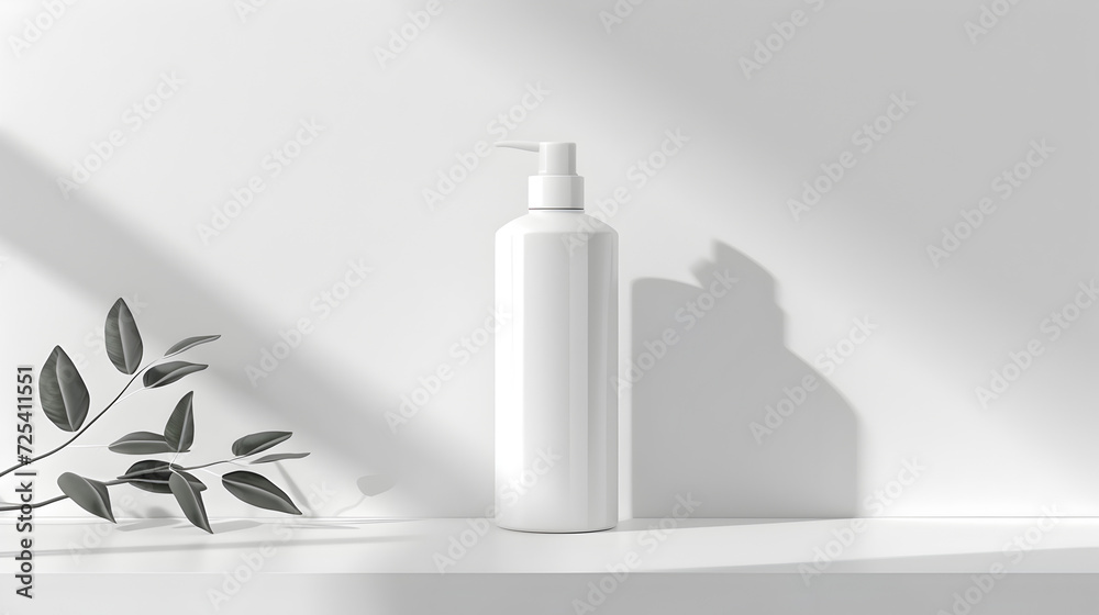 a blank bottle of shampoo, designed with a focus on sleekness and elegance, perfect for sophisticated product advertisements a blank bottle of shampoo, designed with a focus on sleekness and elegance, perfect for sophisticated product advertisements