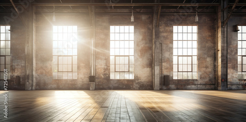 Empty Room With Two Windows and Wooden Floor