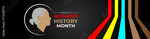 Women's History Month. Celebrated annual in March to mark women’s contribution to history. Female symbol. Women's rights. Girl power in world. banner, cover, poster, flyer, card. Vector illustration