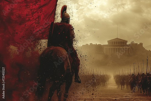 Fotografia illustration of a roman commander on horse in the army