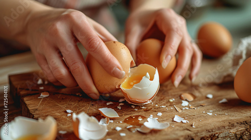 Woman peeling boiled egg