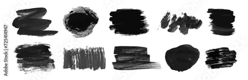 Set of black hand drawn ink stains