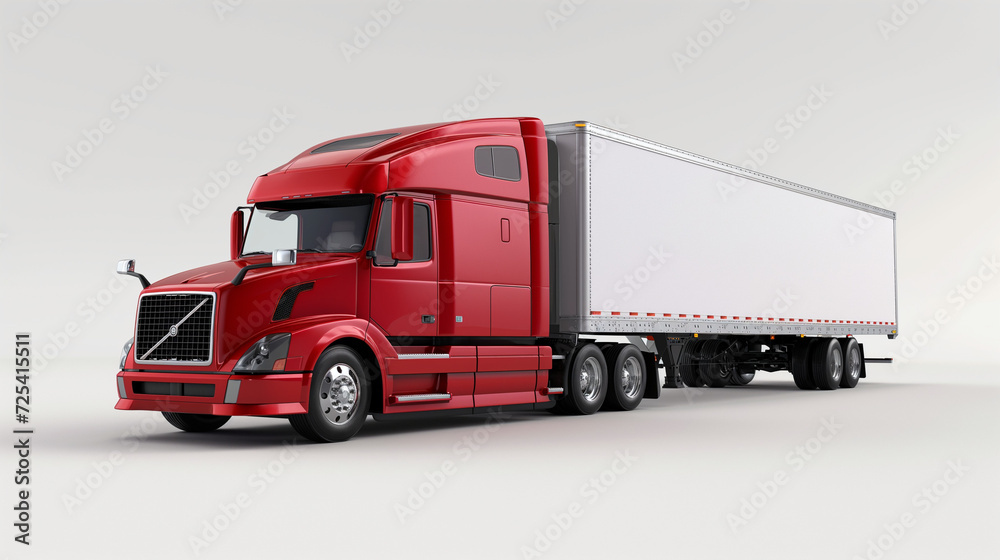 Red Semi Truck With White Trailer Red Semi Truck With White Trailer