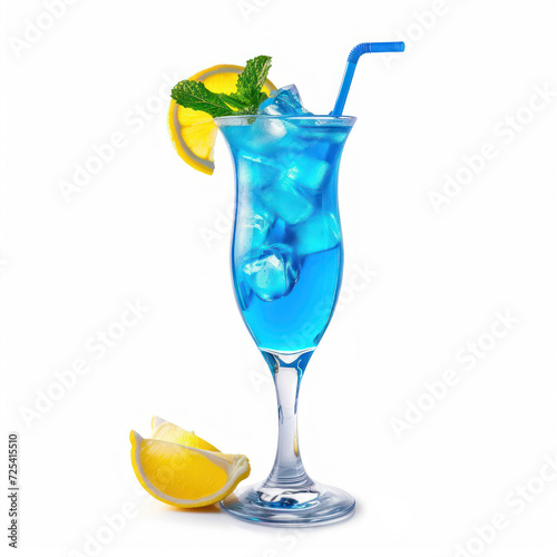 cocktail Blue Lagune on white background.