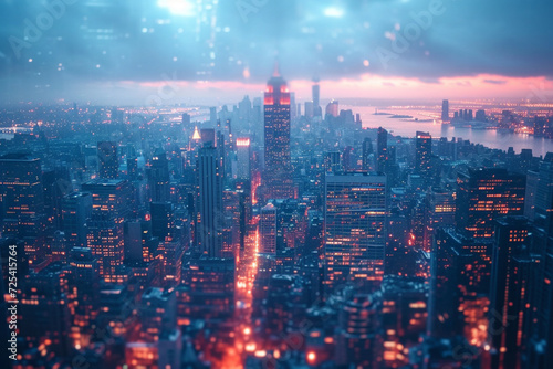 Wallpaper Mural Illustration of neon city at night Torontodigital.ca