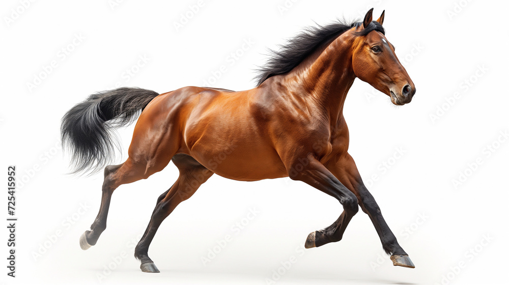 Brown Horse Galloping on White Background Brown Horse Galloping on White Background