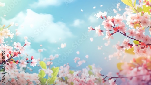 Spring flowers background with bokeh effect. Beautiful nature scene. © png sublimation
