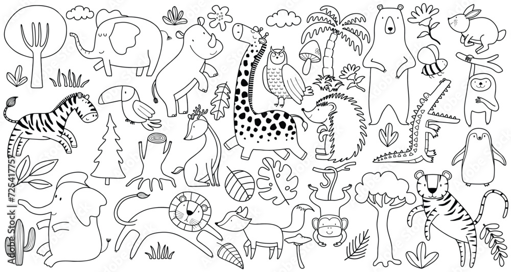Doodle of cute animal sketch. outline vector illustration.