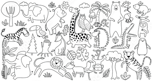 Fototapeta Naklejka Na Ścianę i Meble -  Doodle of cute animal sketch. outline vector illustration.