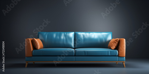 A sofa set isolated on colorful soft light background, Blue Interior Design, 