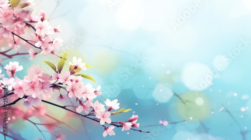 Spring flowers background with bokeh effect. Beautiful nature scene.