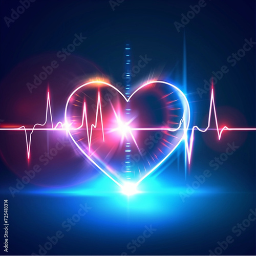 Heart With Heartbeat on Dark Background