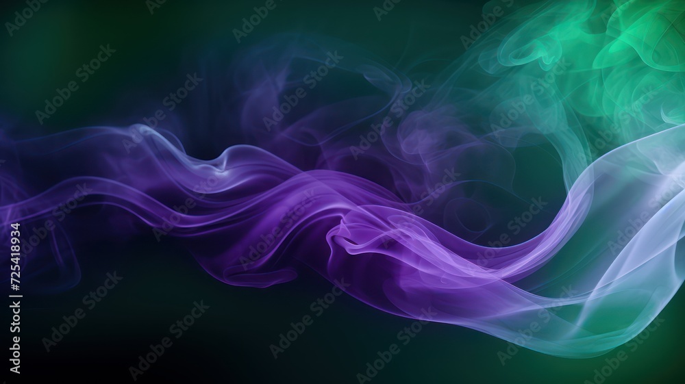 Abstract green and purple smoke on black background. cloud, a soft Smoke cloudy wave texture background.