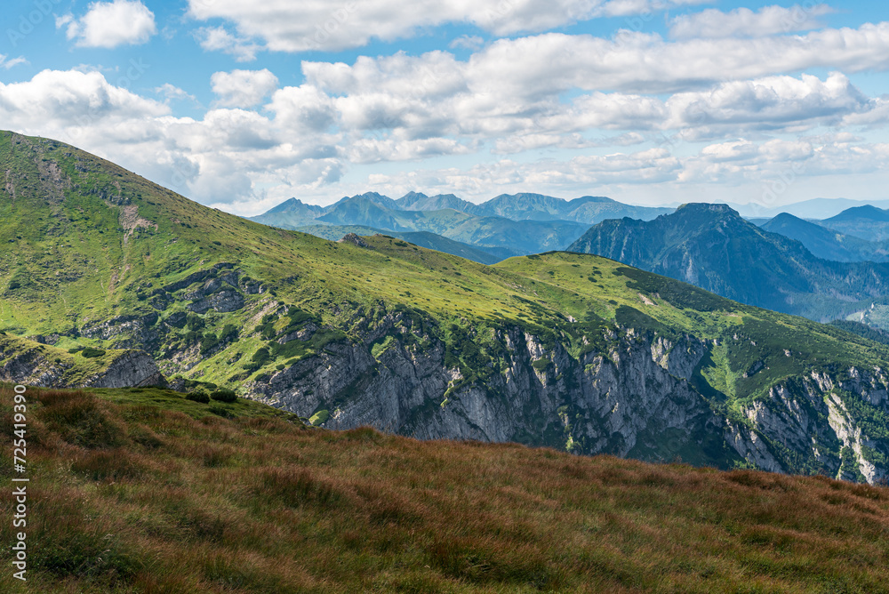 View from hiking trail bellow Malolaczniak hill summit in Western Tatras mountains
