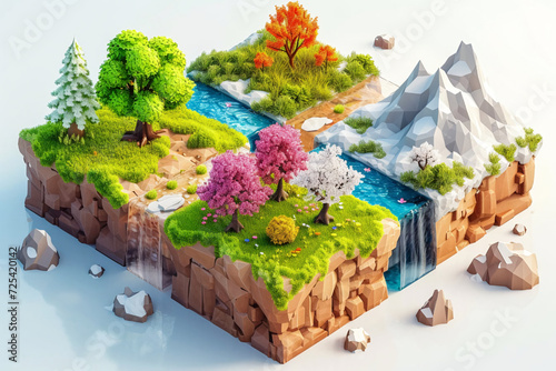  isometric vector showing different seasons