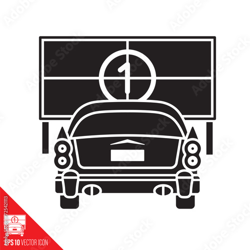 American limousine at Drive-In movie theatre vector glyph  icon