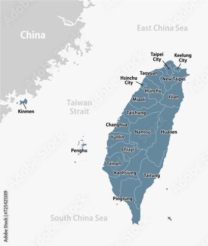 Taiwan and Taiwan Strait map illustration