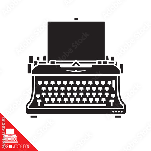 Retro typewriter vector glyph icon