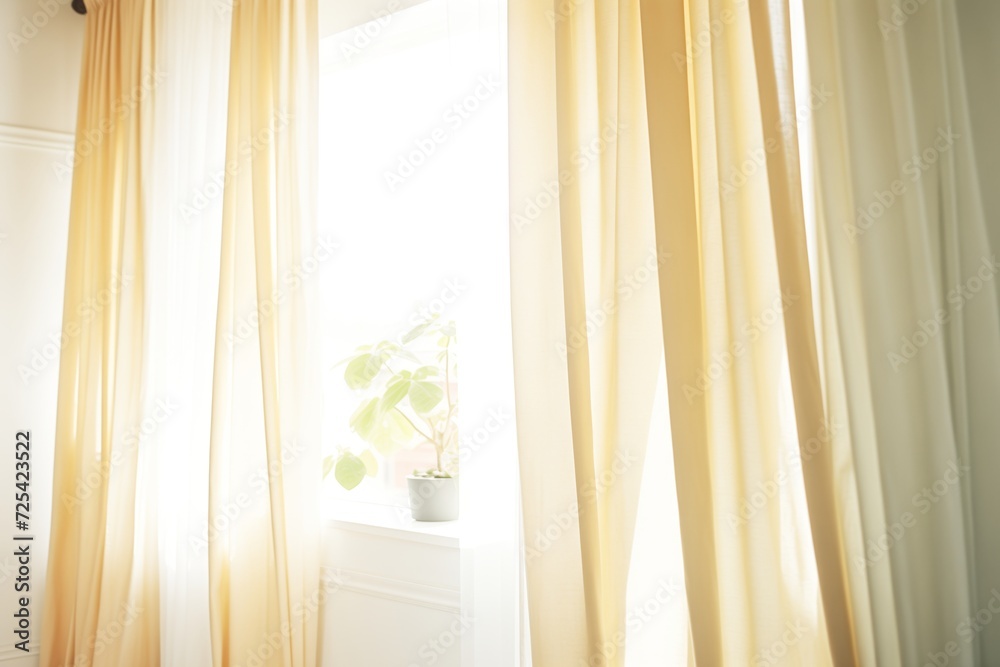 silk window drapes in light filtering sunlight