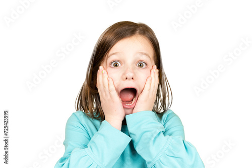Scared little girl looking at camera.