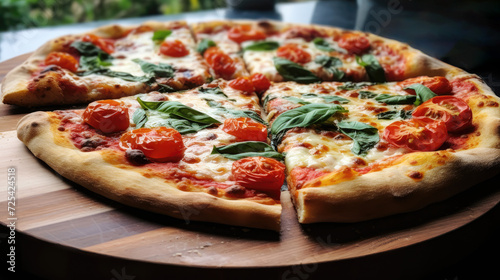Fresh Margherita Pizza with Basil and Cherry Tomatoes