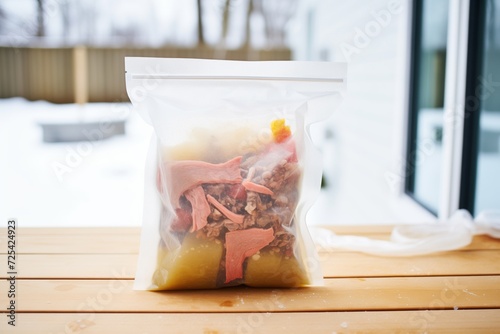 freezer bag with preportioned raw dog meals